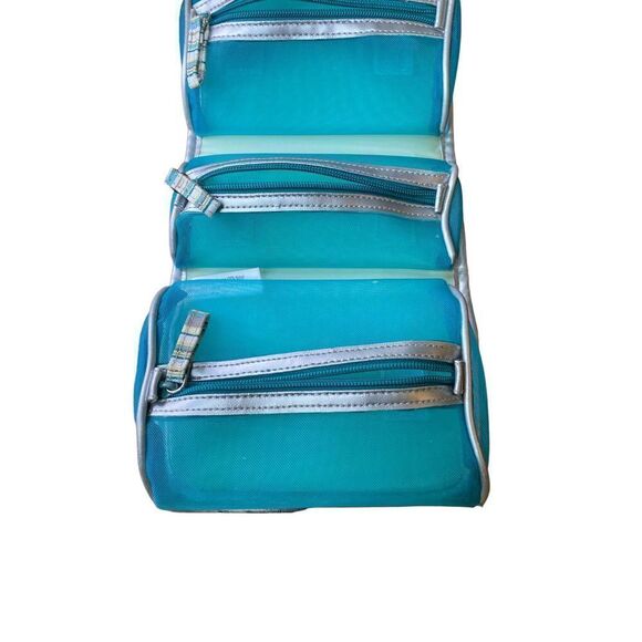 Avon Striped Hanging Travel Accessory With 3 Removable zippered pouches - Picture 8 of 9